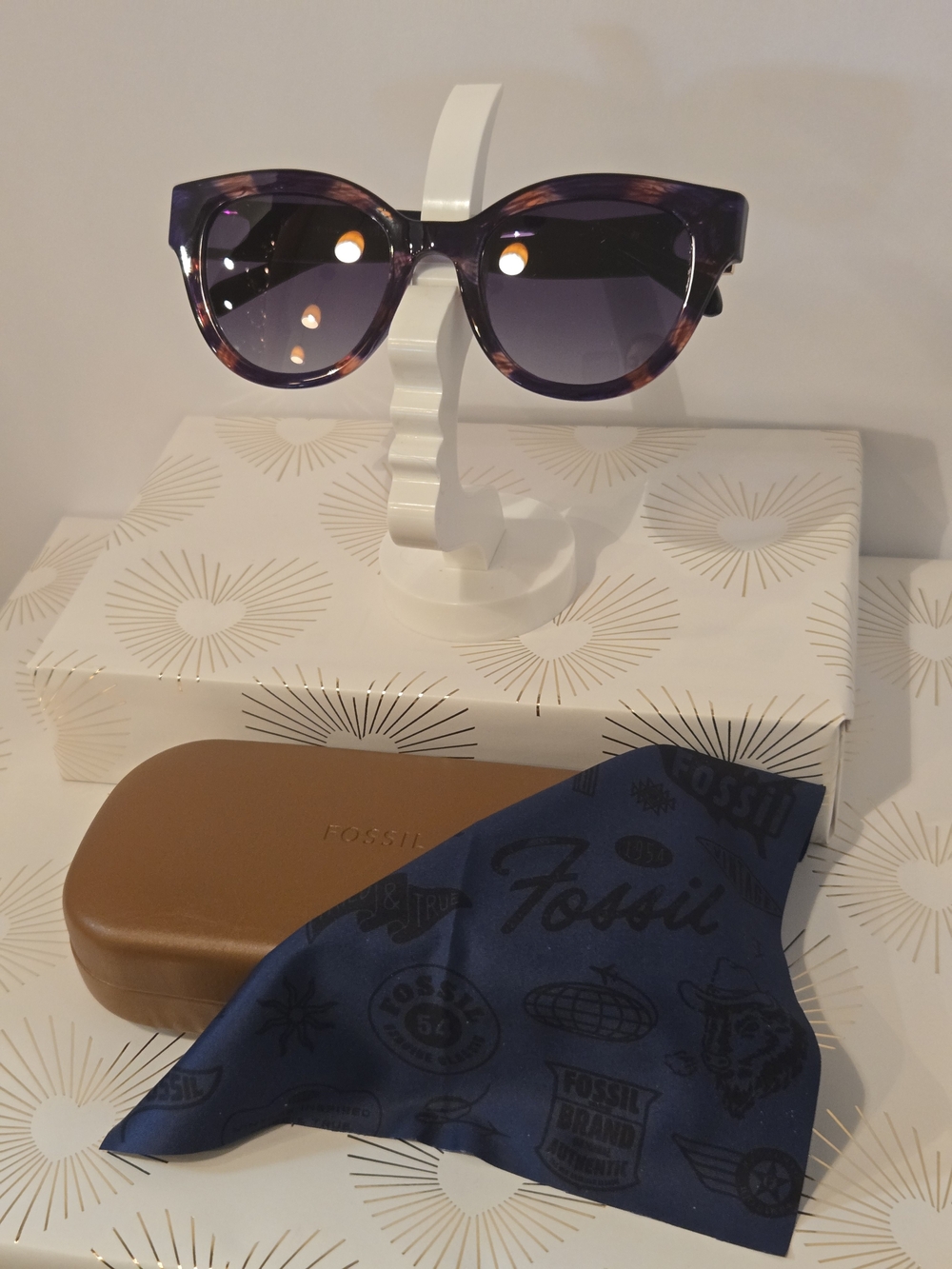 Fossil Blue Pearl Tortoiseshell Sunglasses - Women
